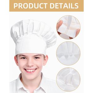 Gorro de Chef para Niños FOXA, Ajustable, Elástico, Unisex, para Cocina, Panadería, Transpirable, de Poliéster y Algodón, para Uso Doméstico - Product Image 6