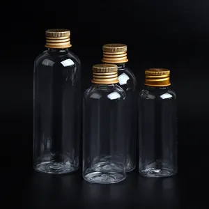 50/60/80/100ML透明ボトルスクリューキャップ付き液体包装PETプラスチックボトル食品グレード化粧品ボトル