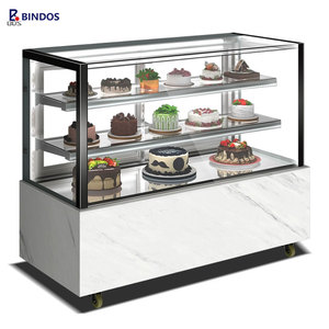 Thương mại trong suốt vuông kính bánh truy cập tủ lạnh đơn nhiệt độ thiết kế cho món tráng miệng sô cô la Nhà Hàng Bánh hiển thị - Product Image 6