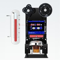 Scelleuse automatique de gobelets Baiwin 500 tasses/heure, thermoscellage à chaud et à froid pour gobelets PP, PE, PC, idéale pour les salons de thé, les boissons lactées et les desserts.