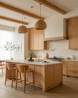 Armoires de cuisine de style américain CBMmart avec panneaux en mélamine à grain de bois, évier personnalisé