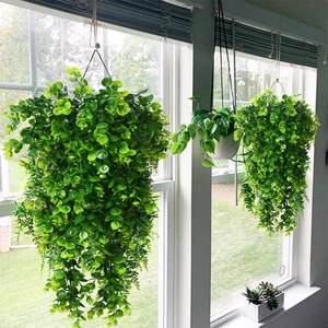 Appendere piante di plastica verde artificiale ciondolo l Rattan eucalipto per la decorazione casa interno/esterno mensola parete caratteristiche Decorative - Product Image 2