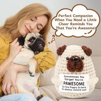 En promotion : Figurine de chien en crochet fait main ODM, à énergie positive, avec motif de chiot tenant une carte, Ornement pour adulte