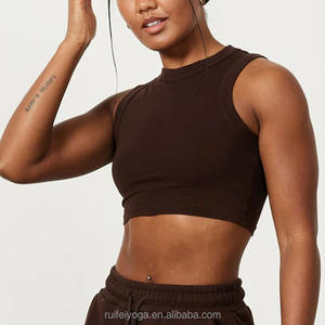 Nuovo commercio all'ingrosso moda personalizzata 95% cotone 5% Spandex semplice allenamento atletico palestra Fitness donna canotta corta - Product Image 5