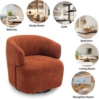 Fauteuil pivotant SOFTHION en chenille avec cadre en bois, idéal pour salon, chambre ou chambre d'enfant, confortable, en bouclette, orange