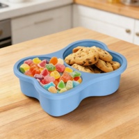 Contenants à collation réutilisables en silicone sans BPA, à double compartiment, avec couvercle en plastique, étanches, écologiques et portables