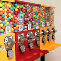 Distributeur automatique de bonbons, de boules à mâcher et de balles rebondissantes à trois compartiments, distributeur de bonbons à monnayeur 3-en-1