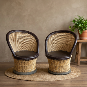 Bamboo Wood Cane <b>Stool</b> Ottoman Japanese Design Modern Bedroom Living Room Supermarket Workshop Furniture Leather Upholstery - Product Image 6