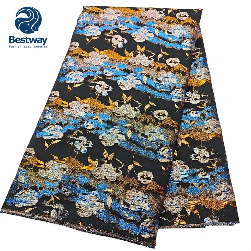 Bestway African Jacquard Yarn Material artístico para prendas Brocade Damask Fabric