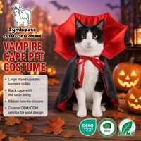 Costume d'Halloween pour animaux de compagnie : Chapeau de sorcière pour chien, cape de diable pour chat, ensemble réglable avec fermeture à boucle et cordon de serrage, pour fête de la Toussaint, vêtements pour chiens et chats