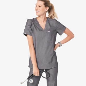 <span class=keywords><strong>Robe</strong></span> d'uniforme blanche en polyester et <span class=keywords><strong>coton</strong></span> pour infirmières de spa et hôpital - Product Image 5