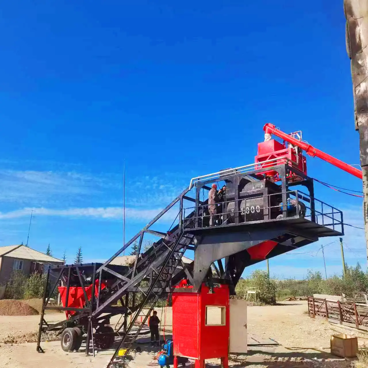 Mini planta dosificadora de hormigón móvil multifunción Cemento 25-100m3/H Planta dosificadora de tambor de hormigón móvil