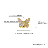 Rejillas Dentales Individuales Chapadas en Oro, Estilo Hip-hop, con Micro Zircones Brillantes en Forma de Mariposa, Regalo Divertido de Halloween para Mujeres