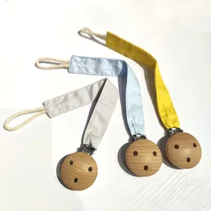 Nuovo Custom Eco Friendly neonato neonato bambino in Silicone portacuccio catenina per bambini pinzetta in Silicone in legno ciuccio Clip Clip