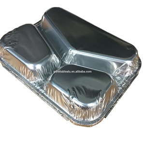 Kemasan Wadah Aluminium Foil Sekali Pakai 3 Sekat untuk Makanan Cepat Saji dengan Tutup untuk Katering - Product Image 3