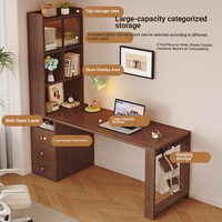 Bureau d'angle de luxe avec étagère intégrée, bureau d'étude multifonction moderne pour chambre à coucher