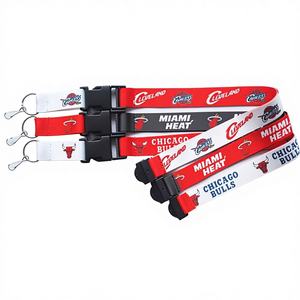 卸売ポリエステル製ジュービレバックル安全分離バックル熱転写ロゴ入りランヤード<span class=keywords><strong>NBA</strong></span>延長チームスポーツランヤード - Product Image 1