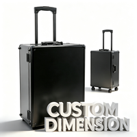 Valise à roulettes en aluminium noir avec poignée télescopique et mousse alvéolée, mallette à outils roulante avec rembourrage en mousse