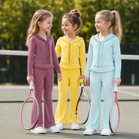 Ensemble 2 pièces pour filles : Haut zippé à volants et pantalon évasé – Doux, léger, idéal pour le tennis et les jeux d'enfants