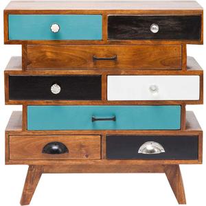 Commode unique à 8 tiroirs en bois massif de style indien au design moderne avec finition naturelle et commode multicolore - Product Image 1