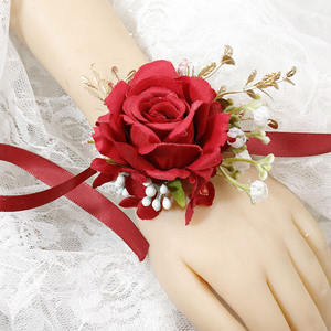 Boutonniere hombres boda ramillete alfileres muñeca flor rosa roja flor artificial pulsera ramillete para boda fiesta graduación accesorio - Product Image 3