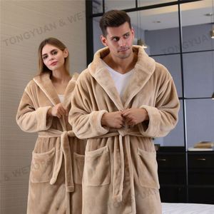 Peignoir en tissu éponge à capuche <span class=keywords><strong>pour</strong></span> femmes, peignoir en molleton, vêtements <span class=keywords><strong>de</strong></span> nuit <span class=keywords><strong>pour</strong></span> hommes, peignoir d'hôtel en microfibre avec capuche - Product Image 5