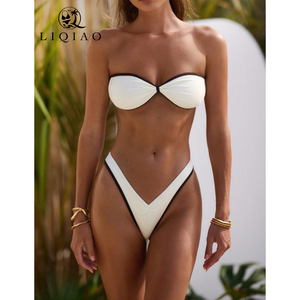 Новый модный женский купальник-бикини из двух частей с индивидуальным дизайном, сексуальный, с низкой посадкой, в стиле пэчворк - Product Image 1