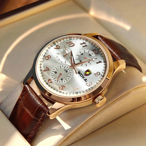 Nouvelle montre de luxe pour homme, étanche, en cuir véritable, à quartz, pour le commerce extérieur, vente en gros en cadeau. - Product Image 3