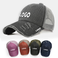 Unisex 3D bordado Transferencia de Calor papá camionero sombrero logotipo personalizado lavado Denim gorras de béisbol desgastadas venta al por mayor tela impresa