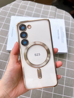 Étui de téléphone à chargement magnétique sans fil pour iPhone 14 Pro, coques de téléphone électro-plaquées pour la série Samsung avec emballage en boîte