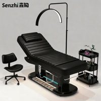 Lit de beauté électrique de luxe noir, mobilier de salon unique, lit de massage à 4 moteurs, lit de soins synthétique, lit pour extensions de cils