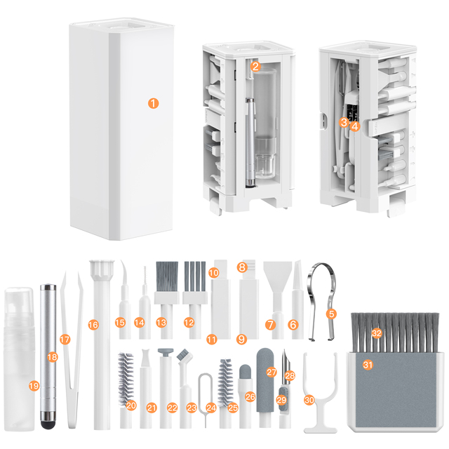 2024 New Laptop Cleaner with Soft Brush, Multi-Function PC Electronic Cleaner Kit 32-in-1 Keyboard Cleaning Kit