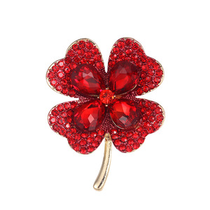 Venta directa de fábrica, broche de cristal de alta calidad, diseño de lujo, chapado en oro de 18K, broche grande de diamantes de imitación, broche de trébol para mujer - Product Image 2