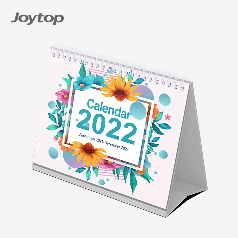 Joytop atacado 2022 recém-chegados impresso padrão de flor papel adesivo suporte de mesa <span class=keywords><strong>calendário</strong></span>