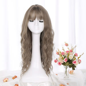 Venta caliente peluca para mujer encaje frontal rizado aire flequillo trenza diadema fibra sintética Pelo Largo rizado - Product Image 1