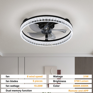 19.7''Low Profile <b>ceiling</b> Fan <b>Light</b> led 6Speed <b>Remote</b> App <b>Control</b> Reversible Airflow Energe saving fan <b>light</b> for bedroom kitchen - Product Image 6