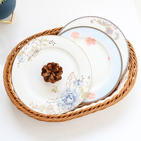 Assiettes de table en porcelaine fine de style chinois, écologiques, blanches, rondes, 8 pouces, avec bord doré, personnalisables