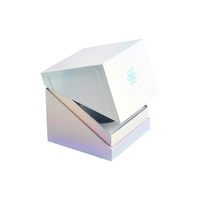 Caja de Regalo Personalizada para Cosméticos de Lujo, Papel Holográfico Láser, Cartón Rígido, Embalaje de Perfume Tipo Concha, Crema Facial con Relieve