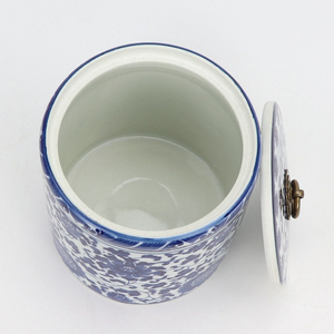 <span class=keywords><strong>Vase</strong></span> de table en céramique de style chinois traditionnel ZHUODI, bleu et blanc, antique, avec couvercle, origine Zhejiang - Product Image 5