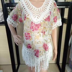 Blusa de Mujer Tejida a Crochet con Borlas Florales de Tela Hecha a Mano, Diseño Nuevo de 2019, para Vestido de <span class=keywords><strong>Playa</strong></span> - Product Image 1
