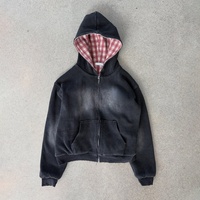 Chaquetas con Cierre y Diseño a Cuadros Personalizadas, Sudaderas con Capucha de Doble Capa para Hombre, 100% Algodón, Sudadera con Capucha Reversible de Punto Waffle de Alta Calidad
