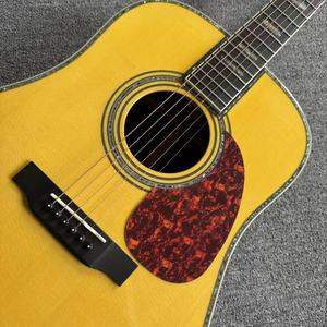 Guitare acoustique D45 en bois massif, épicéa brillant, style vintage, cordes professionnelles personnalisées - Product Image 1