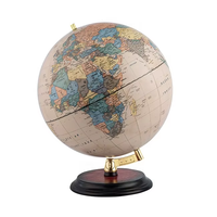 Globe terrestre antique en plastique de 13 pouces avec base en bois et support en laiton, sphère en papier de 32 cm, décoration éducative pour la maison/le bureau ILEXRUI
