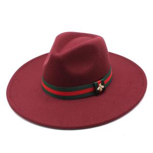 Sombrero Fedora de ala ancha para mujer y hombre, sombrero con cinta decorativa verde y roja, de marca famosa, a la moda, novedad - Product Image 2