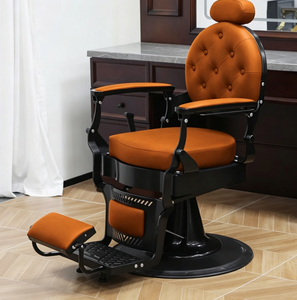 Chaise de barbier hydraulique à hauteur réglable, chaise de coiffure traditionnelle avec repose-pieds et base ronde pour salon de coiffure - Product Image 5
