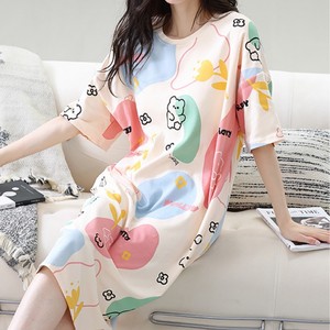 chinese dress ladies ZEYO Women Cotton Night Dress Purple Heart Printed Short Nighty main image 0