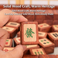 Kit de Mahjong Premium en Bois de Hêtre Massif avec Incrustations en Bois de Santal Rouge pour Divertissement Familial en Intérieur