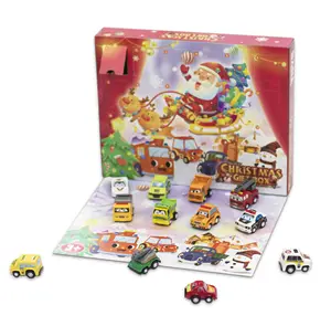 Christmas Party Favor Gifts 24 Days Countdown Advent Calendar Box with Pull Back Cars Toys for Kids