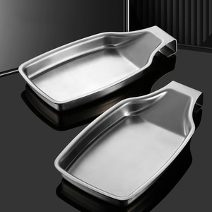 Plateau de rangement rectangulaire en acier inoxydable 304, type autoportant, compatible lave-vaisselle, finition argent poli - Product Image 2