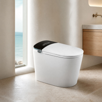 WC intelligent avec pulvérisation d'eau chauffée, couvercle automatique et double chasse d'eau, compatible S-Trap, à poser au sol inclus